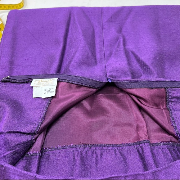 1960s Bianchi Two Piece Formal Dupioni Silk Power Suit Maxi Skirt Blouse Small - Picture 15 of 16